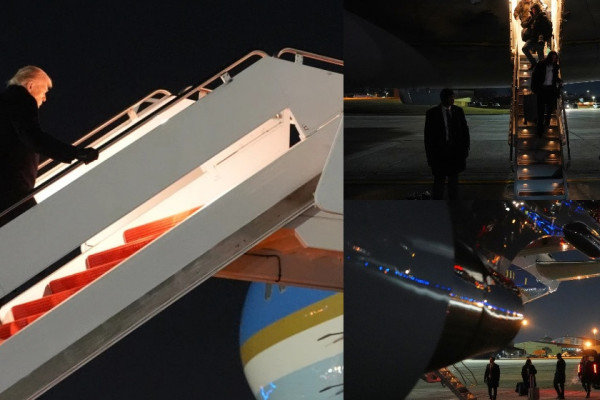 ट्रम्प सवार विमान बिचबाटै फर्कियो